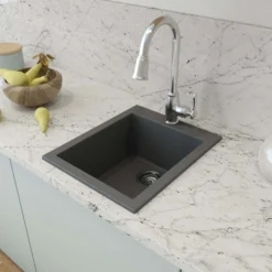 BOCCHI Campino Uno 16" Rectangle Composite Granite Bar/Prep Sink, Concrete Gray, 1608-506-0126