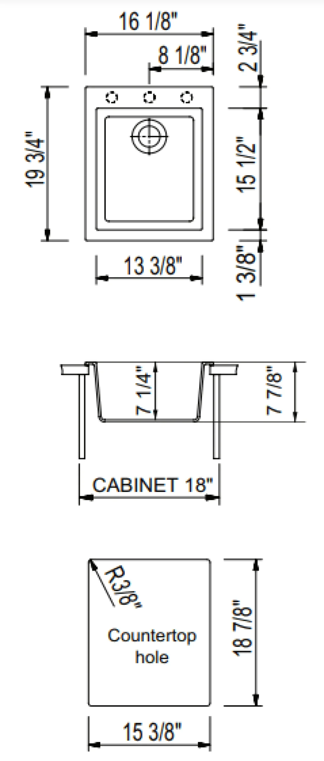 BOCCHI Campino Uno 16" Rectangle Composite Granite Bar/Prep Sink, Concrete Gray, 1608-506-0126