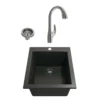 BOCCHI Campino Uno 16" Rectangle Granite Bar/Prep Sink Kit with Faucet and Accessories, Matte Black (sink) / Stainless Steel (faucet), 1608-504-2024SS