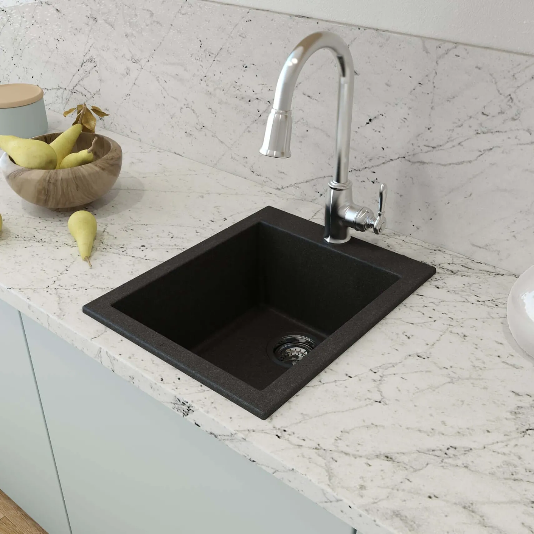 BOCCHI Campino Uno 16" Rectangle Composite Granite Bar/Prep Sink, Metallic Black, 1608-505-0126