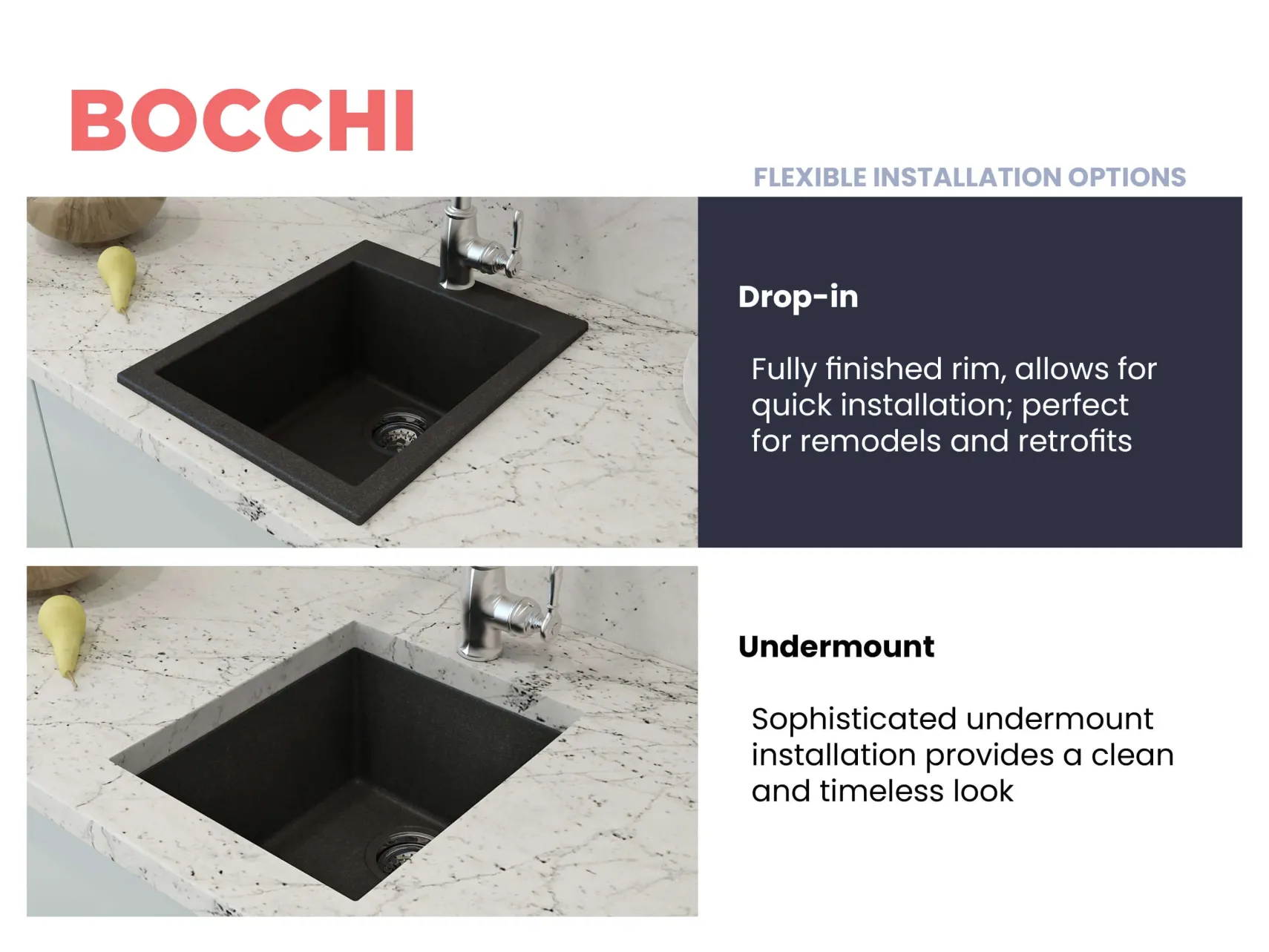 BOCCHI Campino Uno 16" Rectangle Composite Granite Bar/Prep Sink, Metallic Black, 1608-505-0126