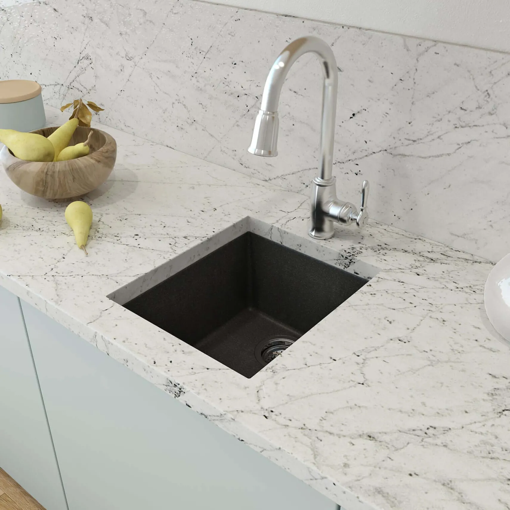 BOCCHI Campino Uno 16" Rectangle Composite Granite Bar/Prep Sink, Metallic Black, 1608-505-0126