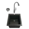 BOCCHI Campino Uno 16" Rectangle Granite Bar/Prep Sink Kit with Faucet and Accessories, Metallic Black (sink) / Chrome (faucet), 1608-505-2024CH