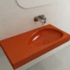 BOCCHI Etna 36" Palette Shaped Wallmount Fireclay Bathroom Sink, Orange, 1115-012-0125