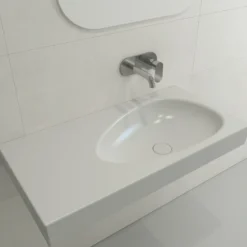 BOCCHI Etna 36" Palette Shaped Wallmount Fireclay Bathroom Sink, Matte White, 1115-002-0125