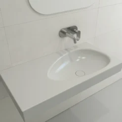 BOCCHI Etna 36" Palette Shaped Wallmount Fireclay Bathroom Sink, Matte White, 1115-002-0125