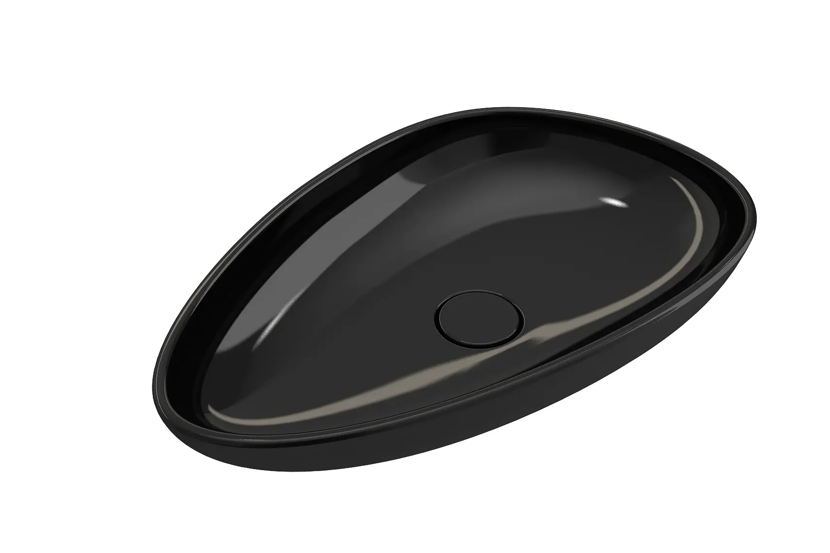 BOCCHI Etna 23" Palette Shaped Vessel Fireclay Bathroom Sink, Black, 1114-005-0125