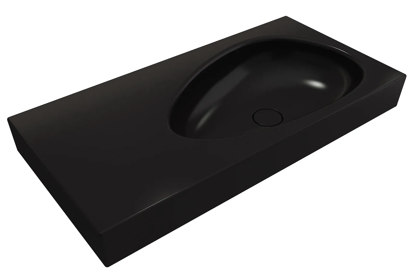 BOCCHI Etna 36" Palette Shaped Wallmount Fireclay Bathroom Sink, Matte Black, 1115-004-0125