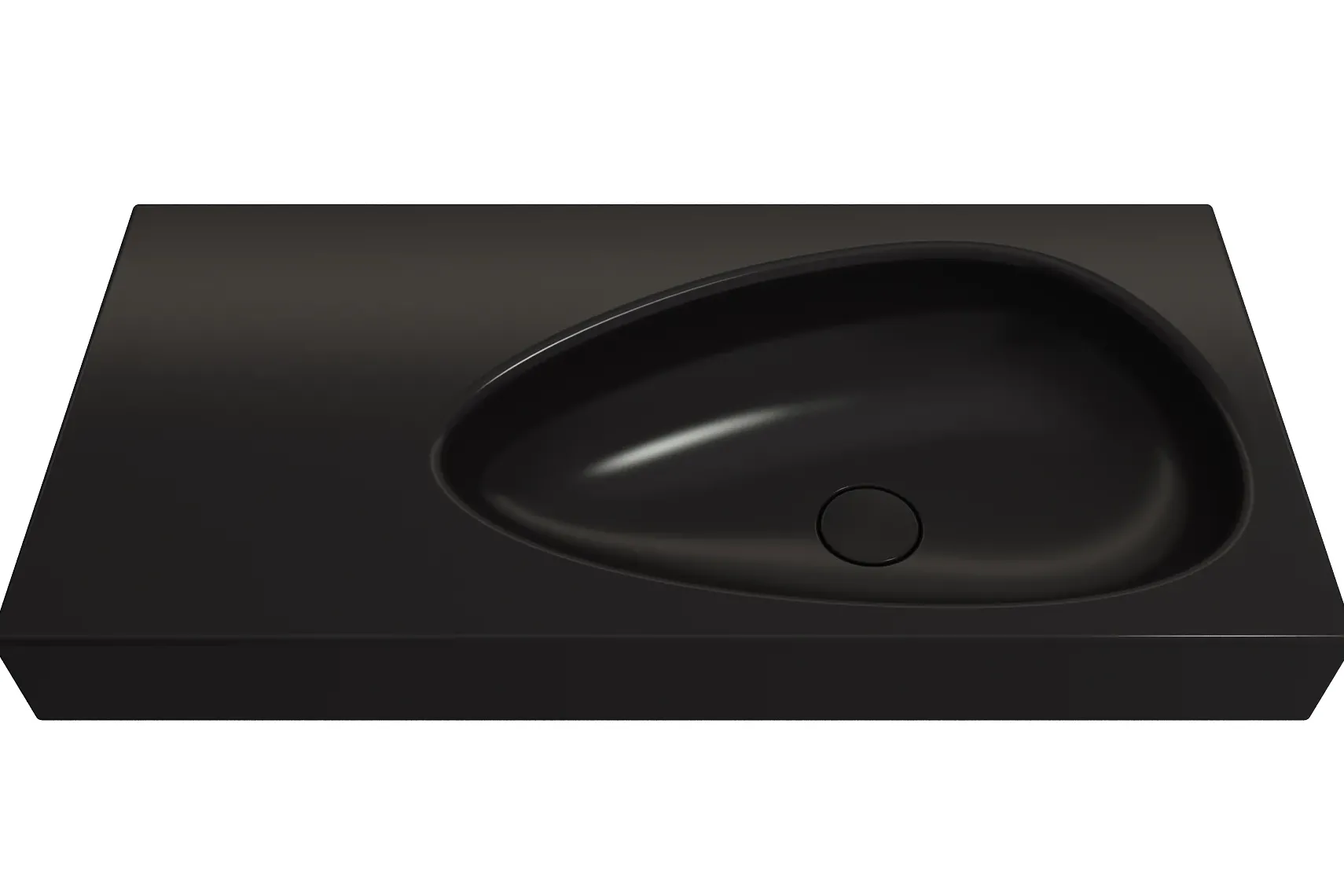 BOCCHI Etna 36" Palette Shaped Wallmount Fireclay Bathroom Sink, Matte Black, 1115-004-0125