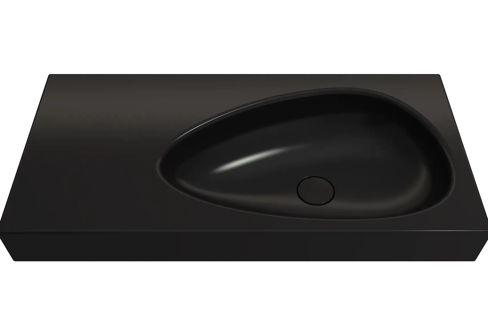 BOCCHI Etna 36" Palette Shaped Wallmount Fireclay Bathroom Sink, Matte Black, 1115-004-0125