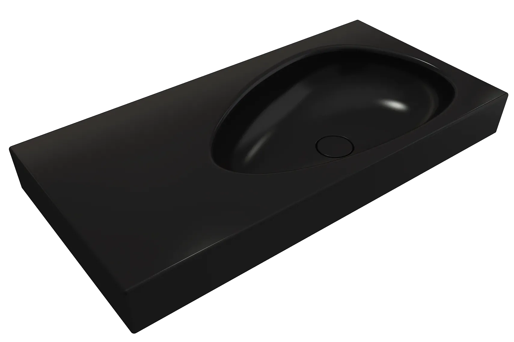BOCCHI Etna 36" Palette Shaped Wallmount Fireclay Bathroom Sink, Matte Black, 1115-004-0125