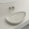 BOCCHI Etna 23" Palette Shaped Vessel Fireclay Bathroom Sink, Biscuit, 1114-014-0125
