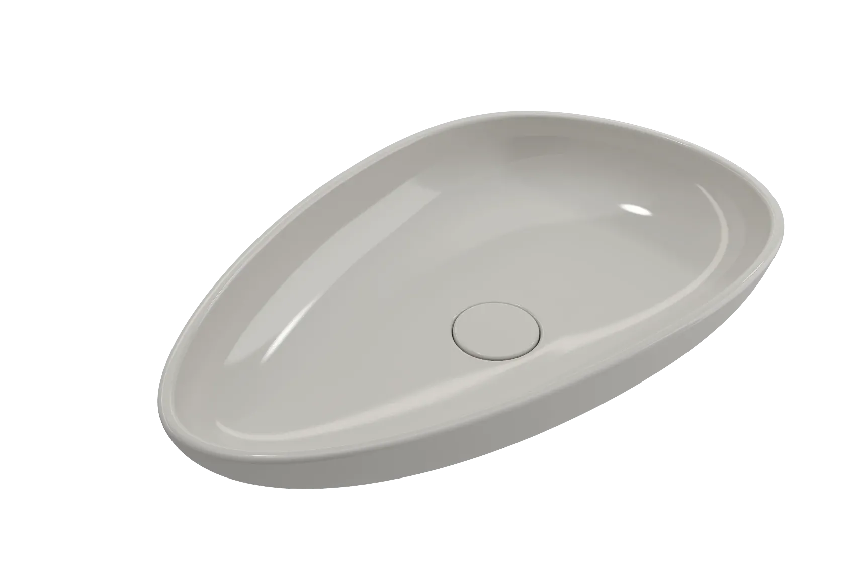 BOCCHI Etna 23" Palette Shaped Vessel Fireclay Bathroom Sink, Biscuit, 1114-014-0125