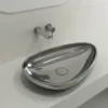 BOCCHI Etna 23" Palette Shaped Vessel Fireclay Bathroom Sink, Platinum, 1114-401-0125