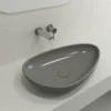 BOCCHI Etna 23" Palette Shaped Vessel Fireclay Bathroom Sink, Matte Gray, 1114-006-0125