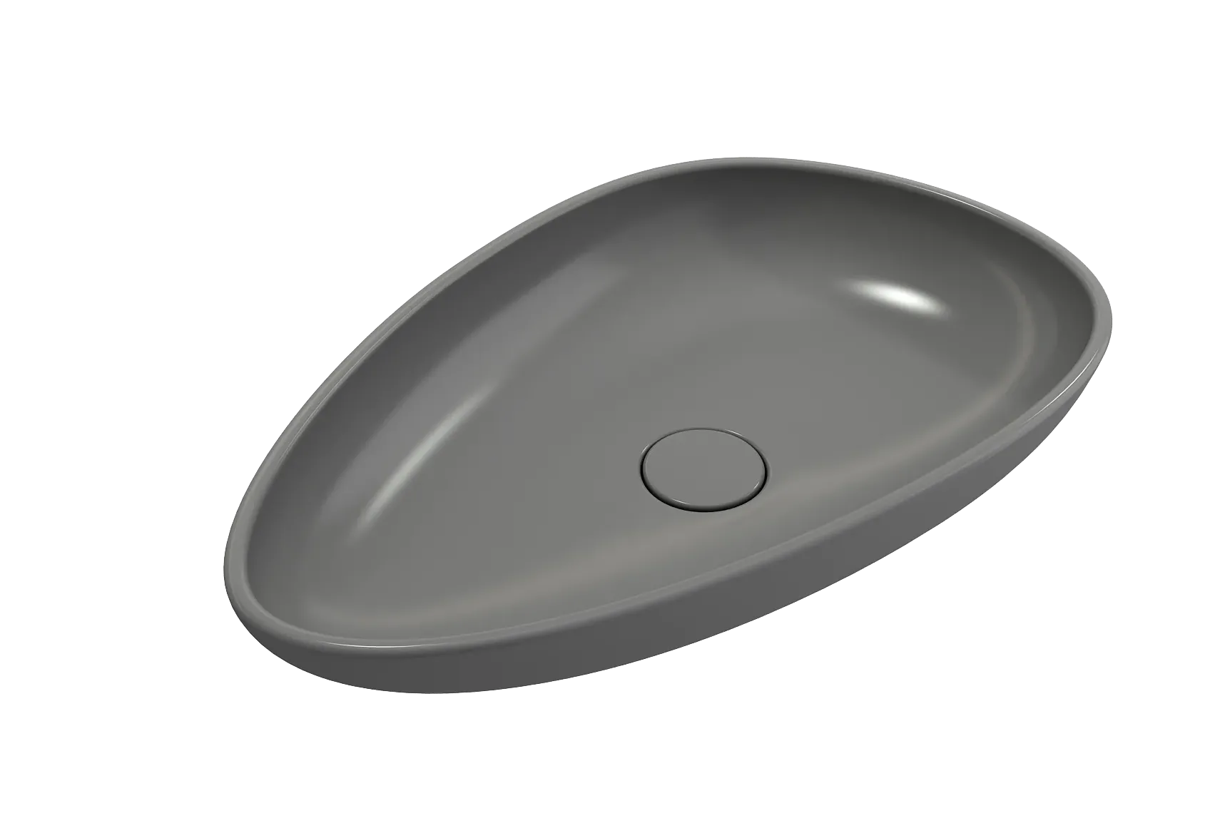 BOCCHI Etna 23" Palette Shaped Vessel Fireclay Bathroom Sink, Matte Gray, 1114-006-0125