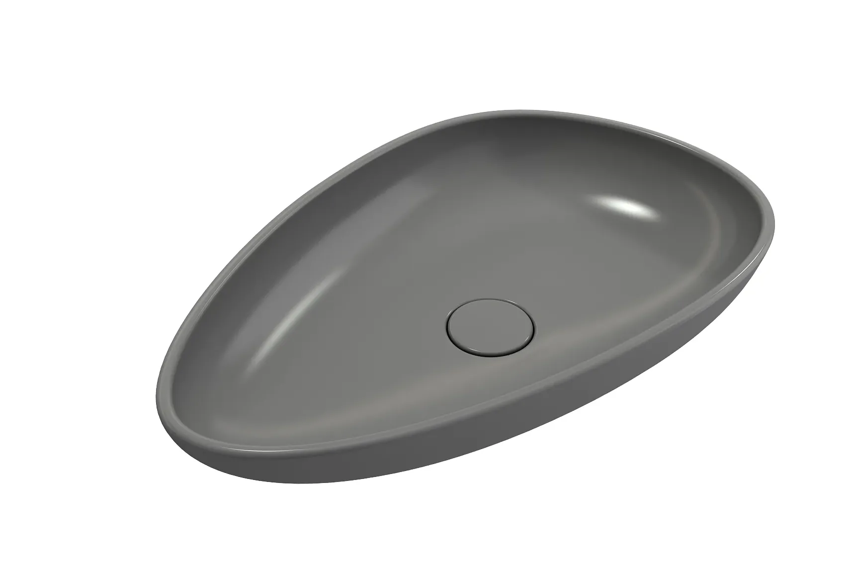 BOCCHI Etna 23" Palette Shaped Vessel Fireclay Bathroom Sink, Matte Gray, 1114-006-0125