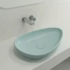BOCCHI Etna 23" Palette Shaped Vessel Fireclay Bathroom Sink, Matte Ice Blue, 1114-029-0125