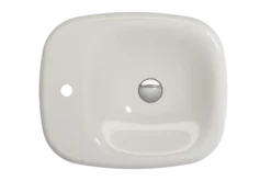 BOCCHI Fenice 22" Rectangle Vessel Fireclay Bathroom Sink, Biscuit, Single Faucet Hole, 1489-014-0126