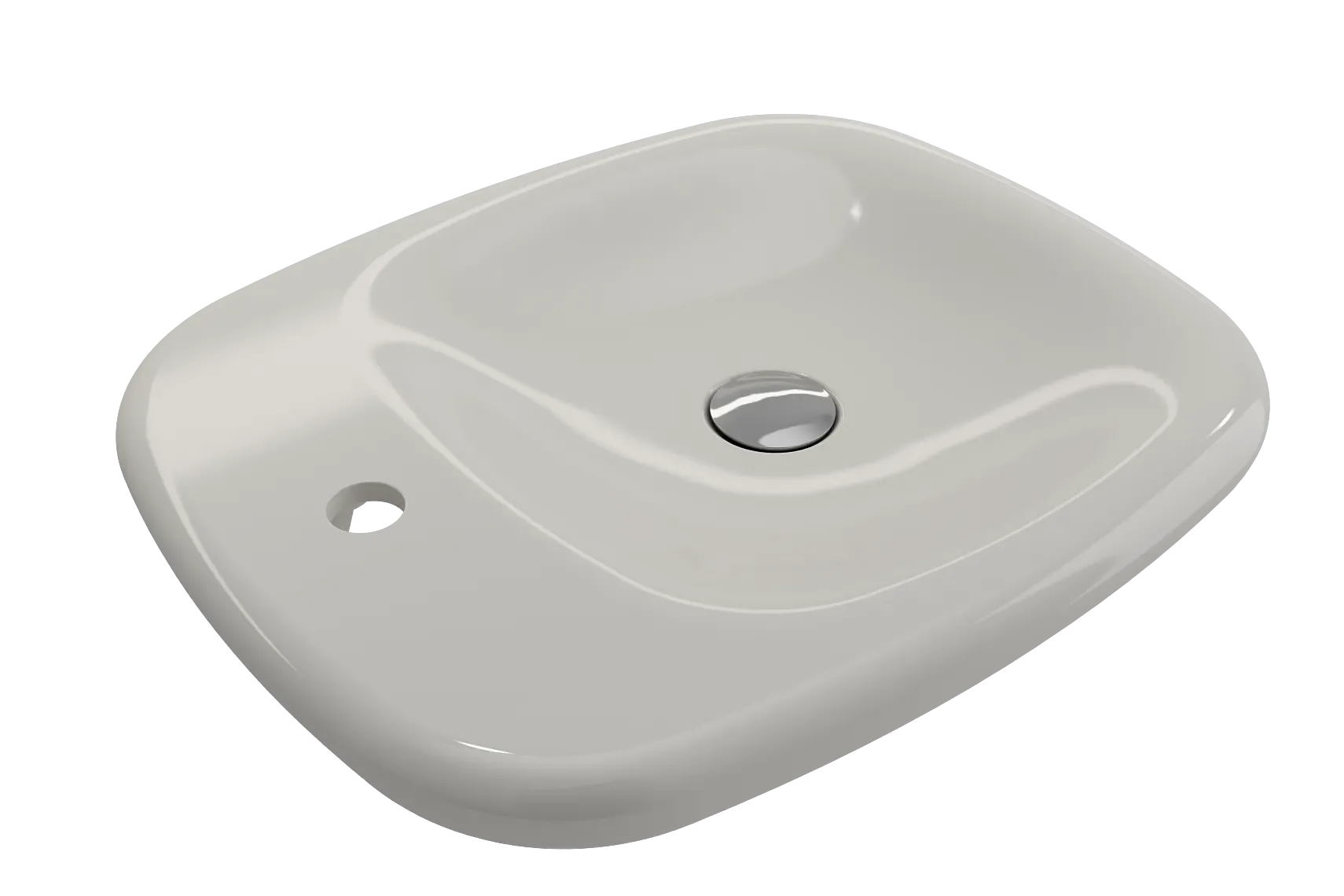 BOCCHI Fenice 22" Rectangle Vessel Fireclay Bathroom Sink, Biscuit, Single Faucet Hole, 1489-014-0126