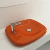BOCCHI Fenice 22" Rectangle Vessel Fireclay Bathroom Sink, Orange, Single Faucet Hole, 1489-012-0126