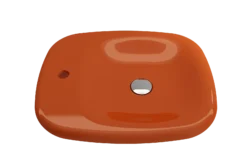 BOCCHI Fenice 22" Rectangle Vessel Fireclay Bathroom Sink, Orange, Single Faucet Hole, 1489-012-0126