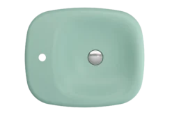 BOCCHI Fenice 22" Rectangle Vessel Fireclay Bathroom Sink, Matte Mint Green, Single Faucet Hole, 1489-033-0126