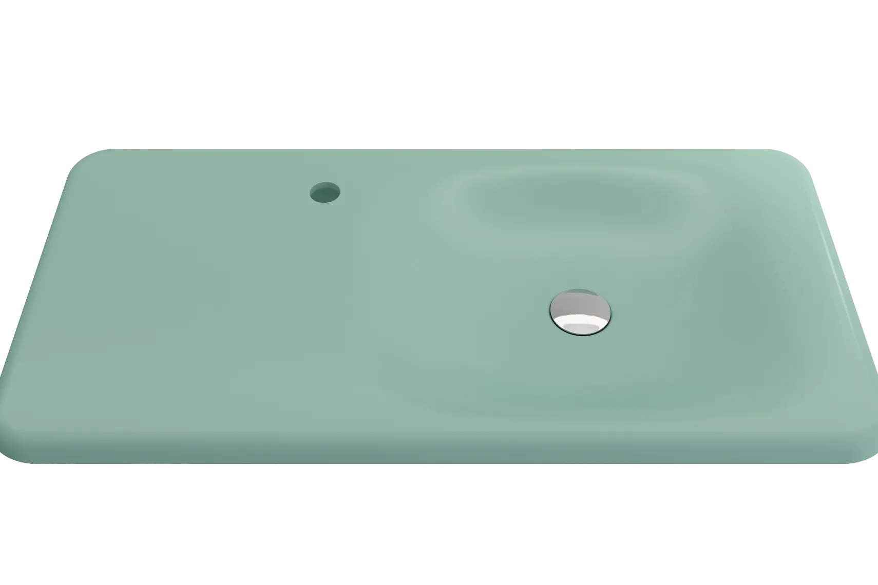 BOCCHI Fenice 36" Rectangle Wallmount Fireclay Bathroom Sink, Matte Mint Green, Single Faucet Hole, 1490-033-0126