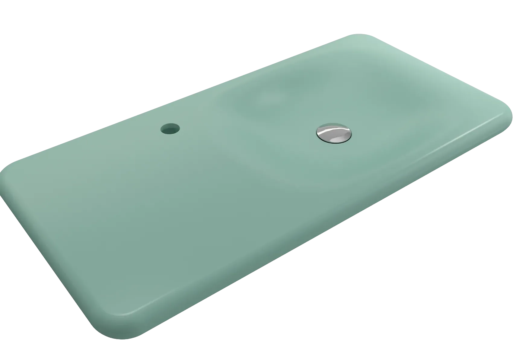 BOCCHI Fenice 36" Rectangle Wallmount Fireclay Bathroom Sink, Matte Mint Green, Single Faucet Hole, 1490-033-0126