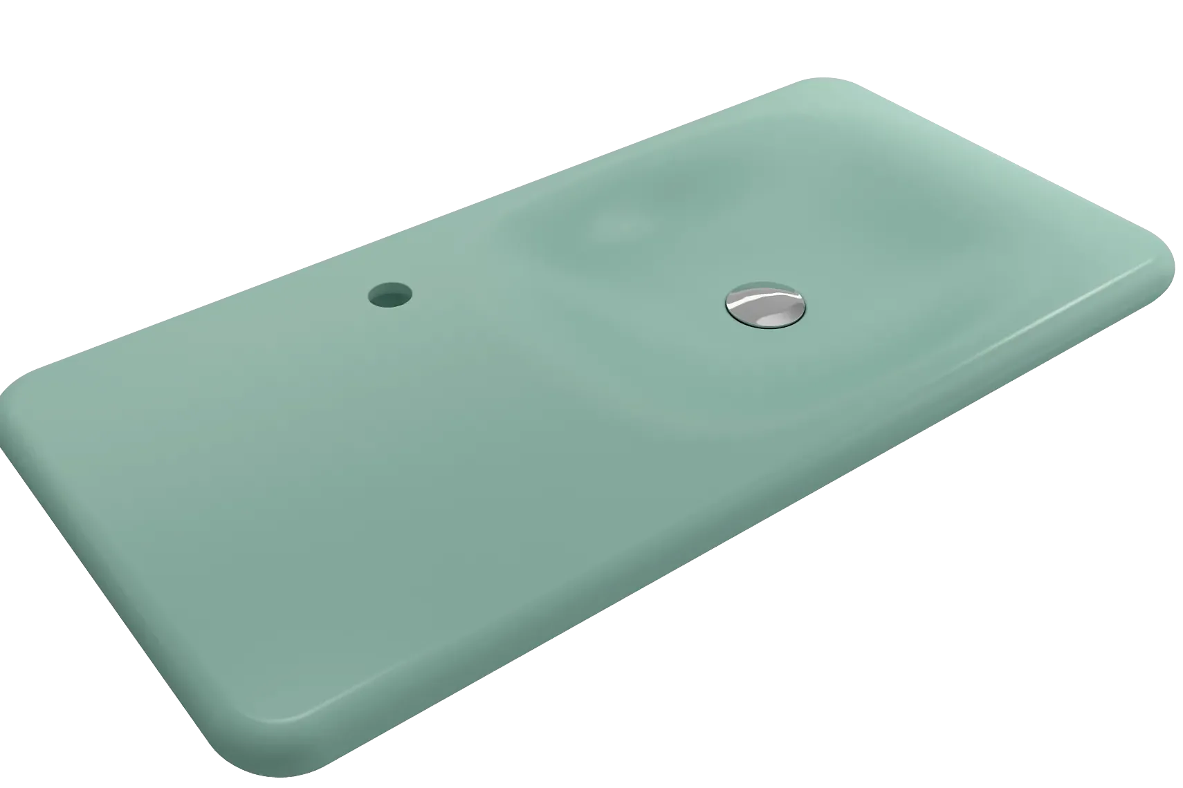 BOCCHI Fenice 36" Rectangle Wallmount Fireclay Bathroom Sink, Matte Mint Green, Single Faucet Hole, 1490-033-0126