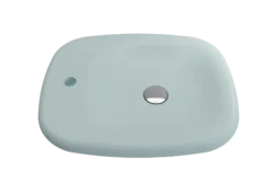 BOCCHI Fenice 22" Rectangle Vessel Fireclay Bathroom Sink, Matte Ice Blue, Single Faucet Hole, 1489-029-0126