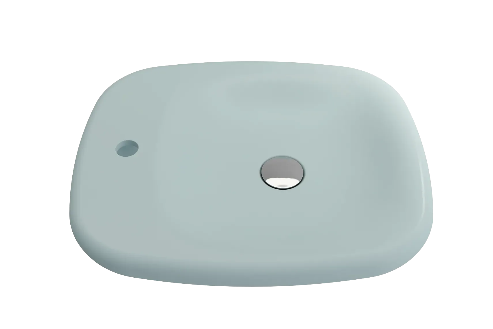 BOCCHI Fenice 22" Rectangle Vessel Fireclay Bathroom Sink, Matte Ice Blue, Single Faucet Hole, 1489-029-0126