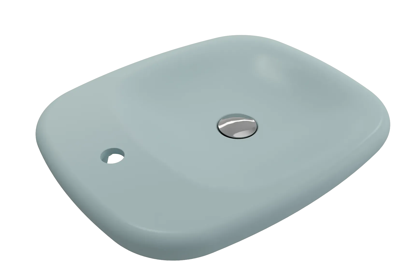 BOCCHI Fenice 22" Rectangle Vessel Fireclay Bathroom Sink, Matte Ice Blue, Single Faucet Hole, 1489-029-0126
