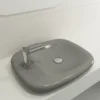 BOCCHI Fenice 22" Rectangle Vessel Fireclay Bathroom Sink, Matte Gray, Single Faucet Hole, 1489-006-0126