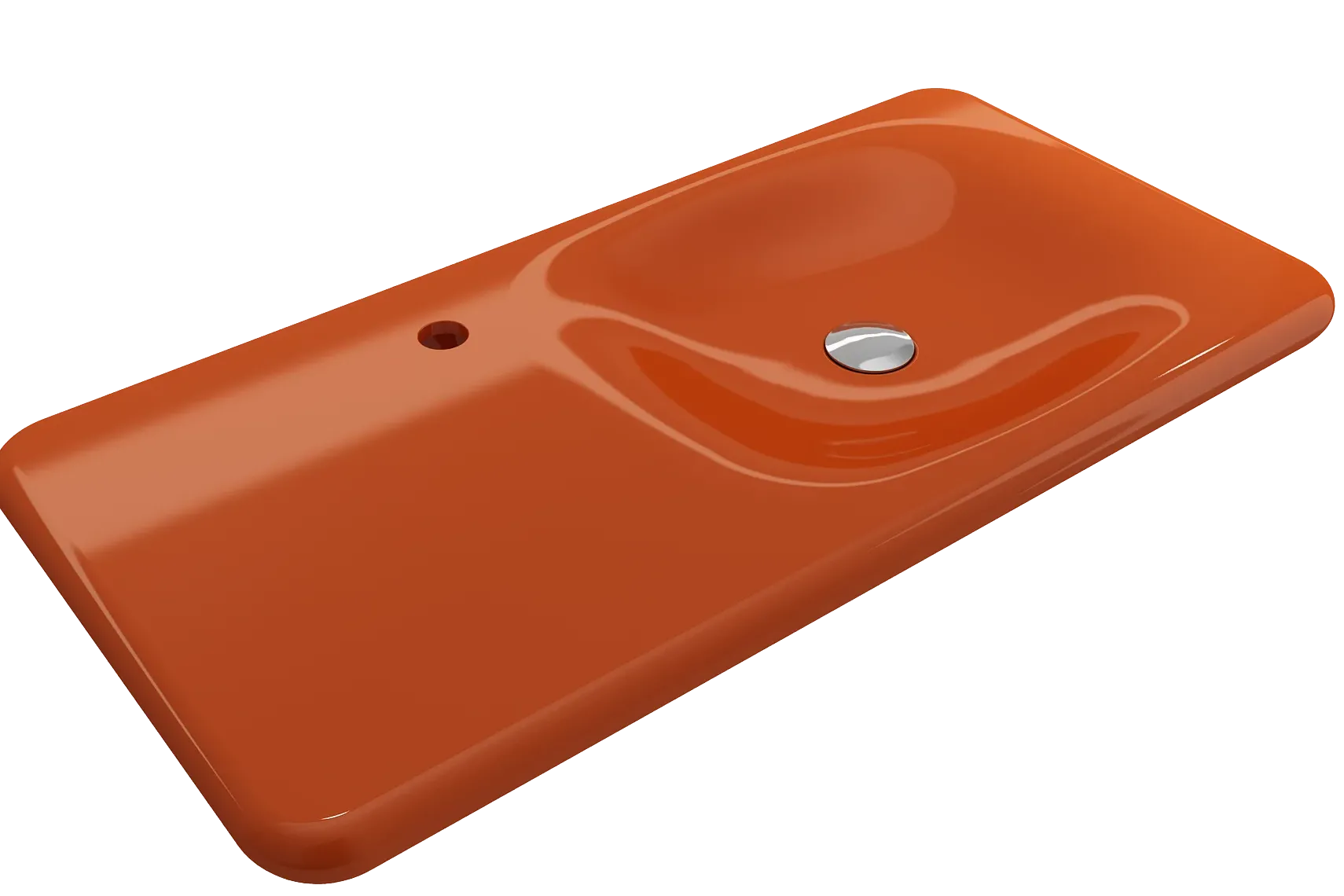 BOCCHI Fenice 36" Rectangle Wallmount Fireclay Bathroom Sink, Orange, Single Faucet Hole, 1490-012-0126