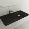 BOCCHI Fenice 36" Rectangle Wallmount Fireclay Bathroom Sink, Matte Black, Single Faucet Hole, 1490-004-0126