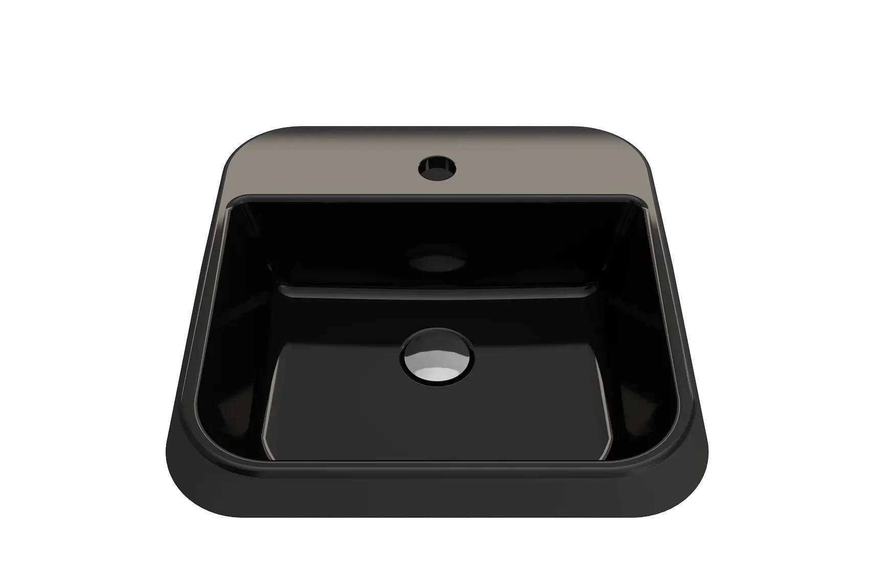 BOCCHI Firenze 20" Rectangle Vessel Fireclay Bathroom Sink, Black, Single Faucet Hole, 1074-005-0126