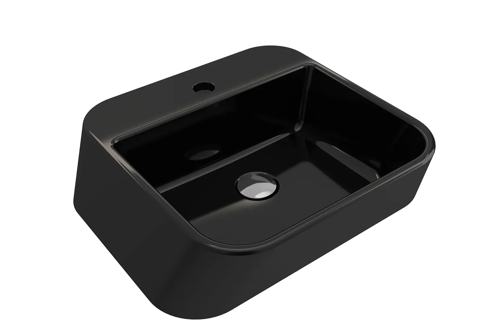 BOCCHI Firenze 20" Rectangle Vessel Fireclay Bathroom Sink, Black, Single Faucet Hole, 1074-005-0126