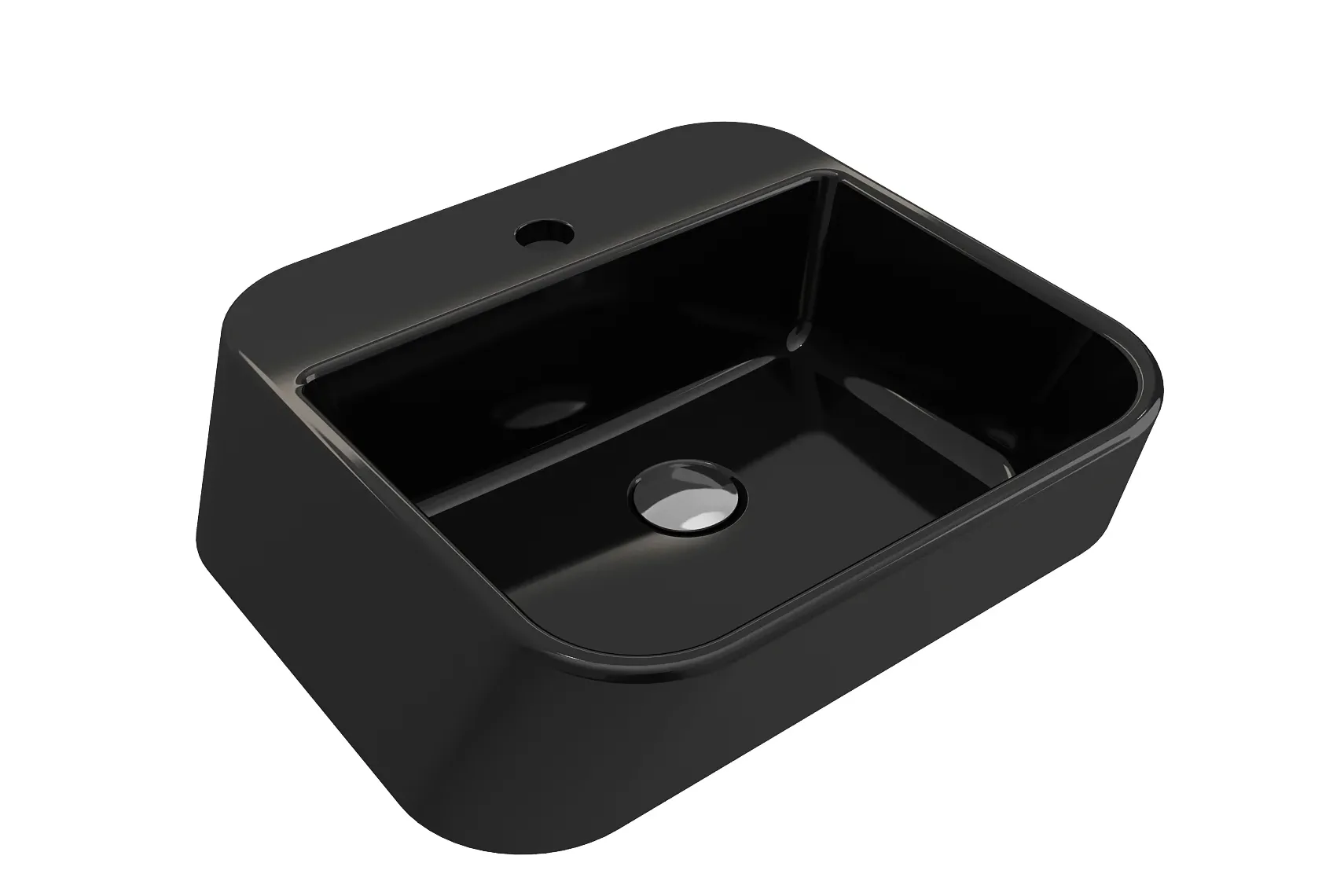 BOCCHI Firenze 20" Rectangle Vessel Fireclay Bathroom Sink, Black, Single Faucet Hole, 1074-005-0126