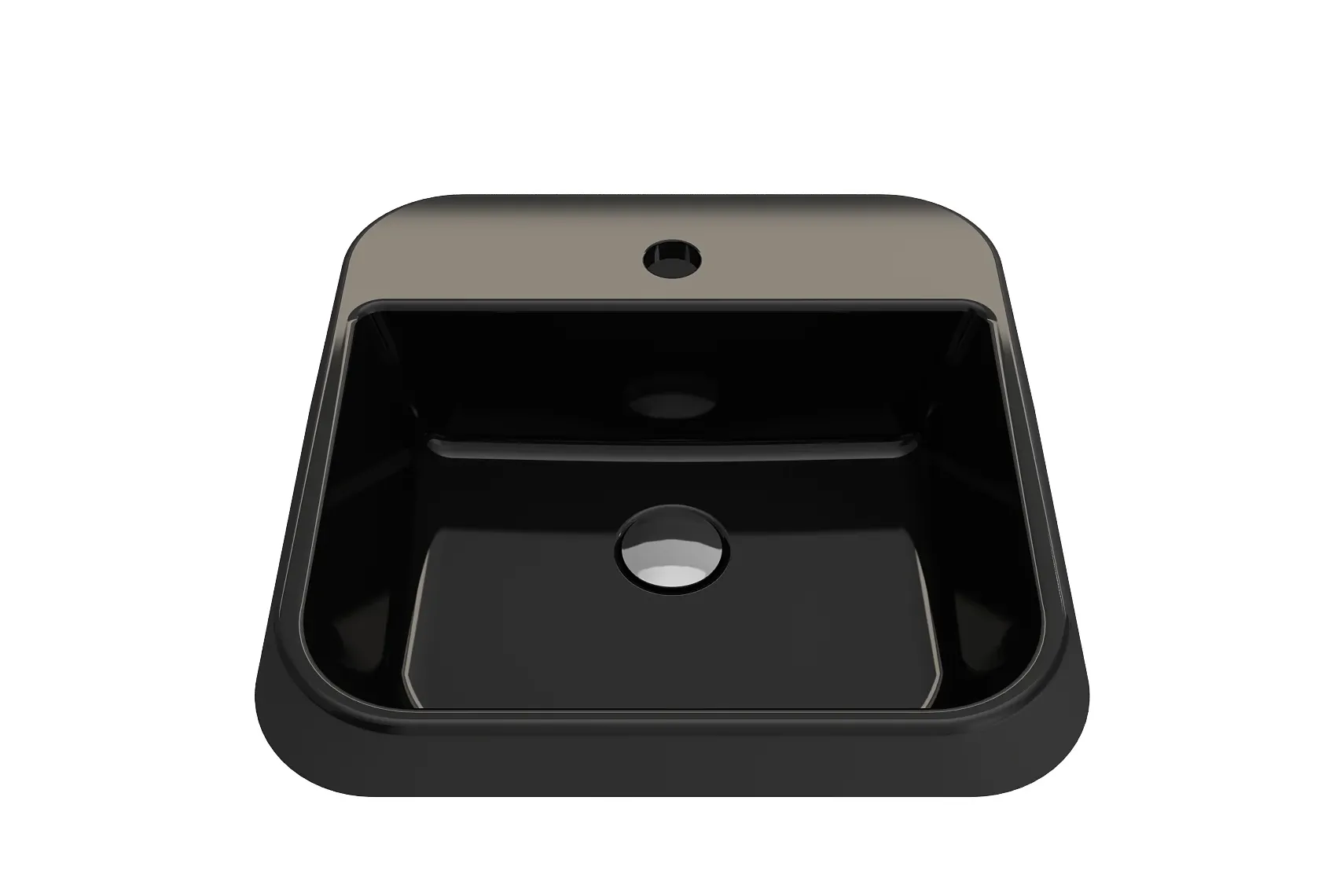 BOCCHI Firenze 20" Rectangle Vessel Fireclay Bathroom Sink, Black, Single Faucet Hole, 1074-005-0126