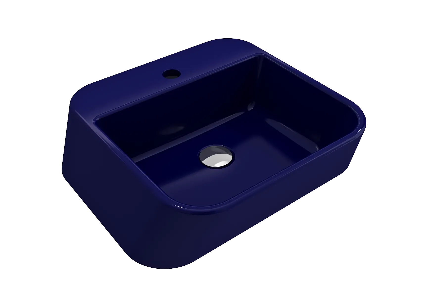 BOCCHI Firenze 20" Rectangle Vessel Fireclay Bathroom Sink, Sapphire Blue, Single Faucet Hole, 1074-010-0126