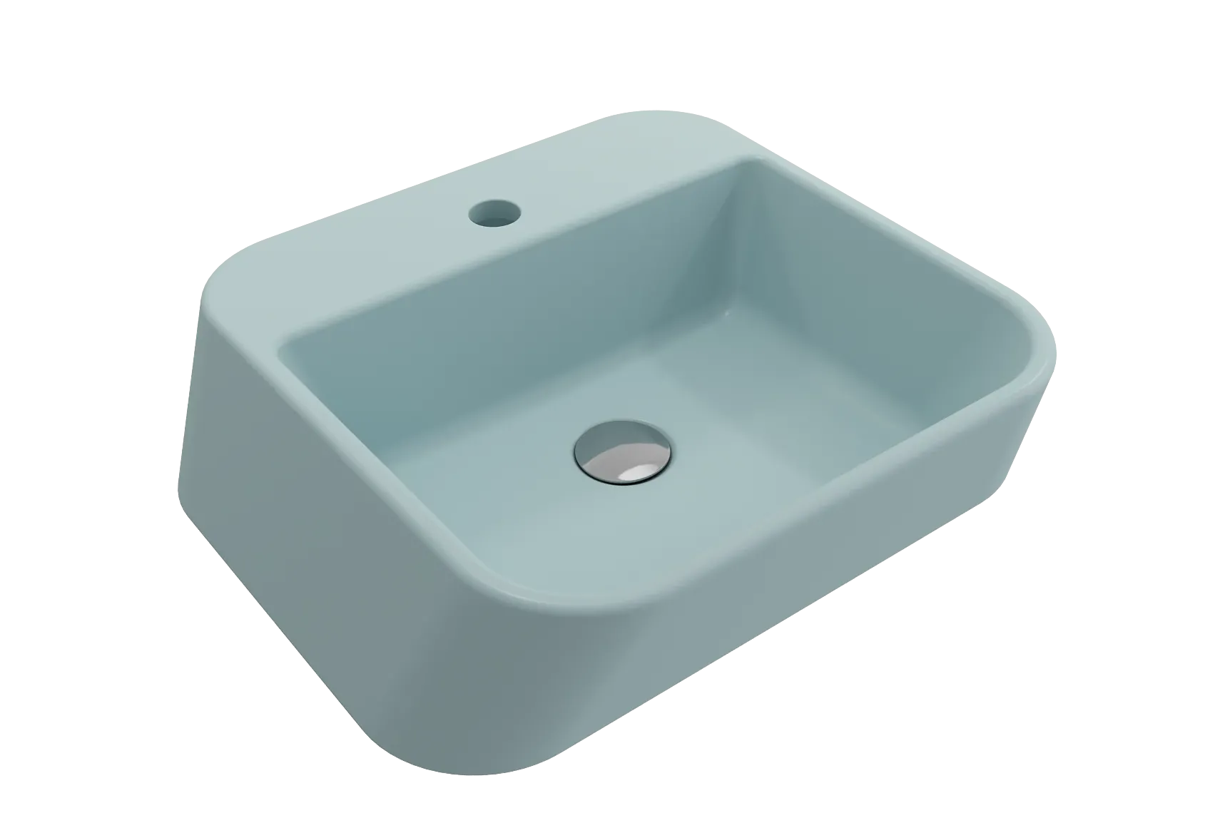 BOCCHI Firenze 20" Rectangle Vessel Fireclay Bathroom Sink, Matte Ice Blue, Single Faucet Hole, 1074-029-0126