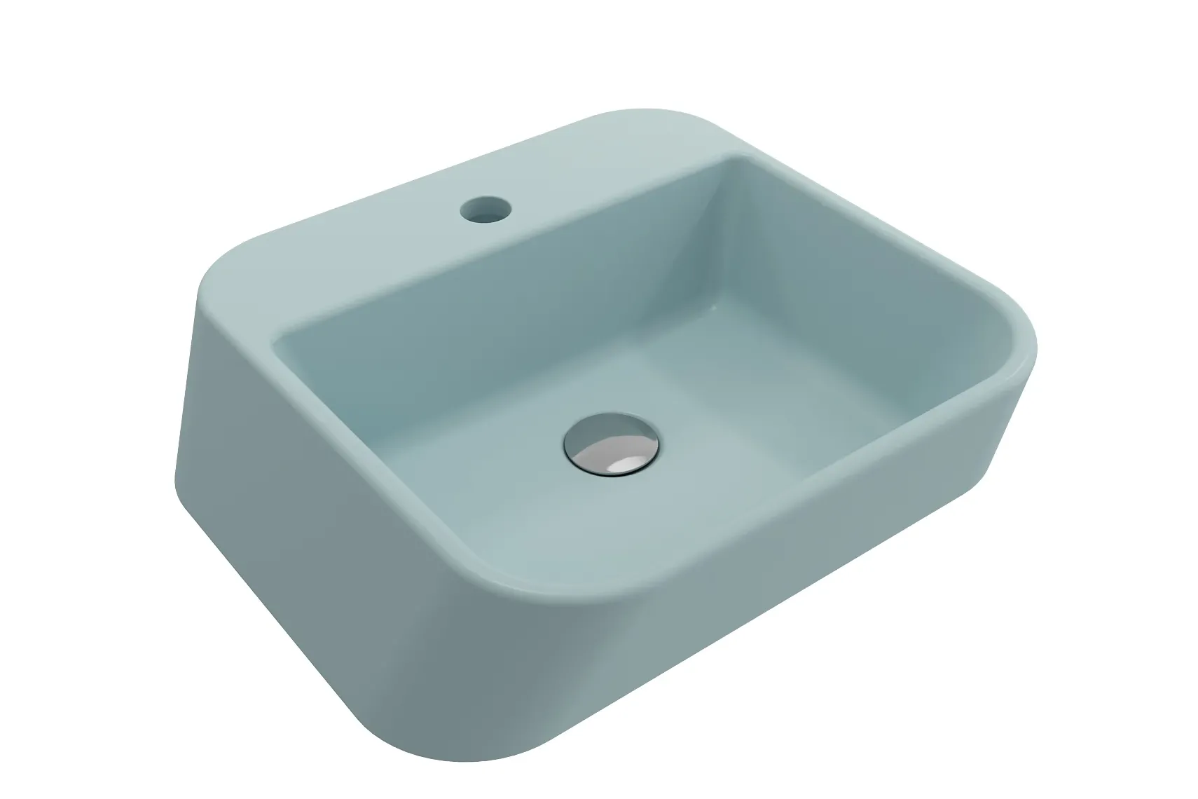 BOCCHI Firenze 20" Rectangle Vessel Fireclay Bathroom Sink, Matte Ice Blue, Single Faucet Hole, 1074-029-0126