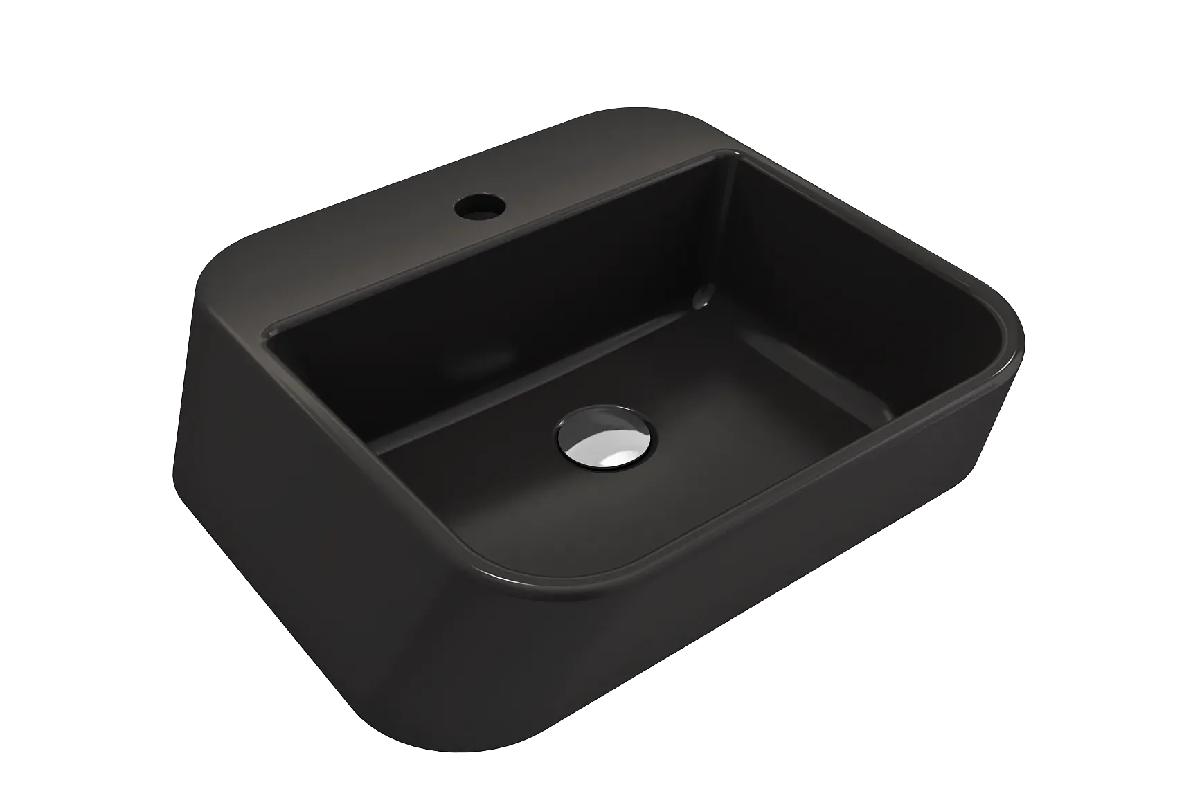 BOCCHI Firenze 20" Rectangle Vessel Fireclay Bathroom Sink, Matte Black, Single Faucet Hole, 1074-004-0126