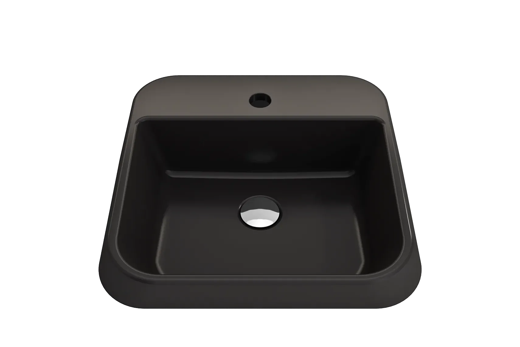 BOCCHI Firenze 20" Rectangle Vessel Fireclay Bathroom Sink, Matte Black, Single Faucet Hole, 1074-004-0126