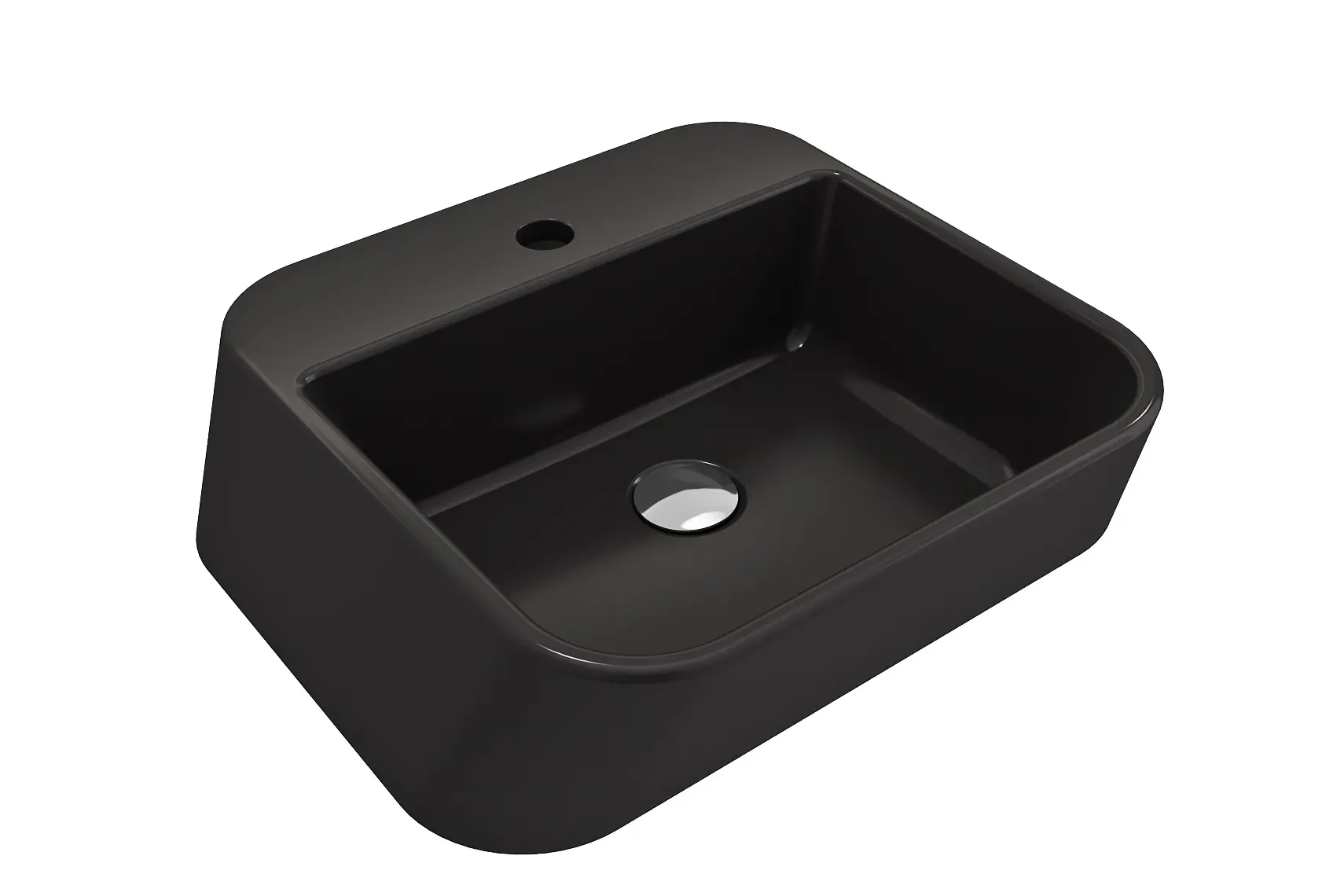 BOCCHI Firenze 20" Rectangle Vessel Fireclay Bathroom Sink, Matte Black, Single Faucet Hole, 1074-004-0126