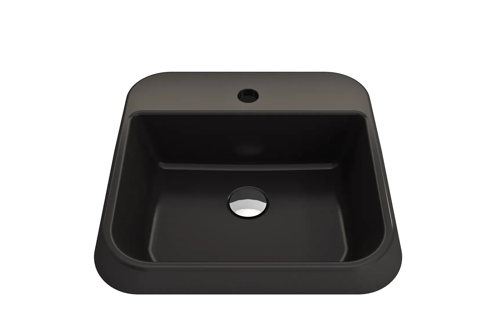 BOCCHI Firenze 20" Rectangle Vessel Fireclay Bathroom Sink, Matte Black, Single Faucet Hole, 1074-004-0126