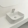 BOCCHI Firenze 20" Rectangle Vessel Fireclay Bathroom Sink, Matte White, Single Faucet Hole, 1074-002-0126
