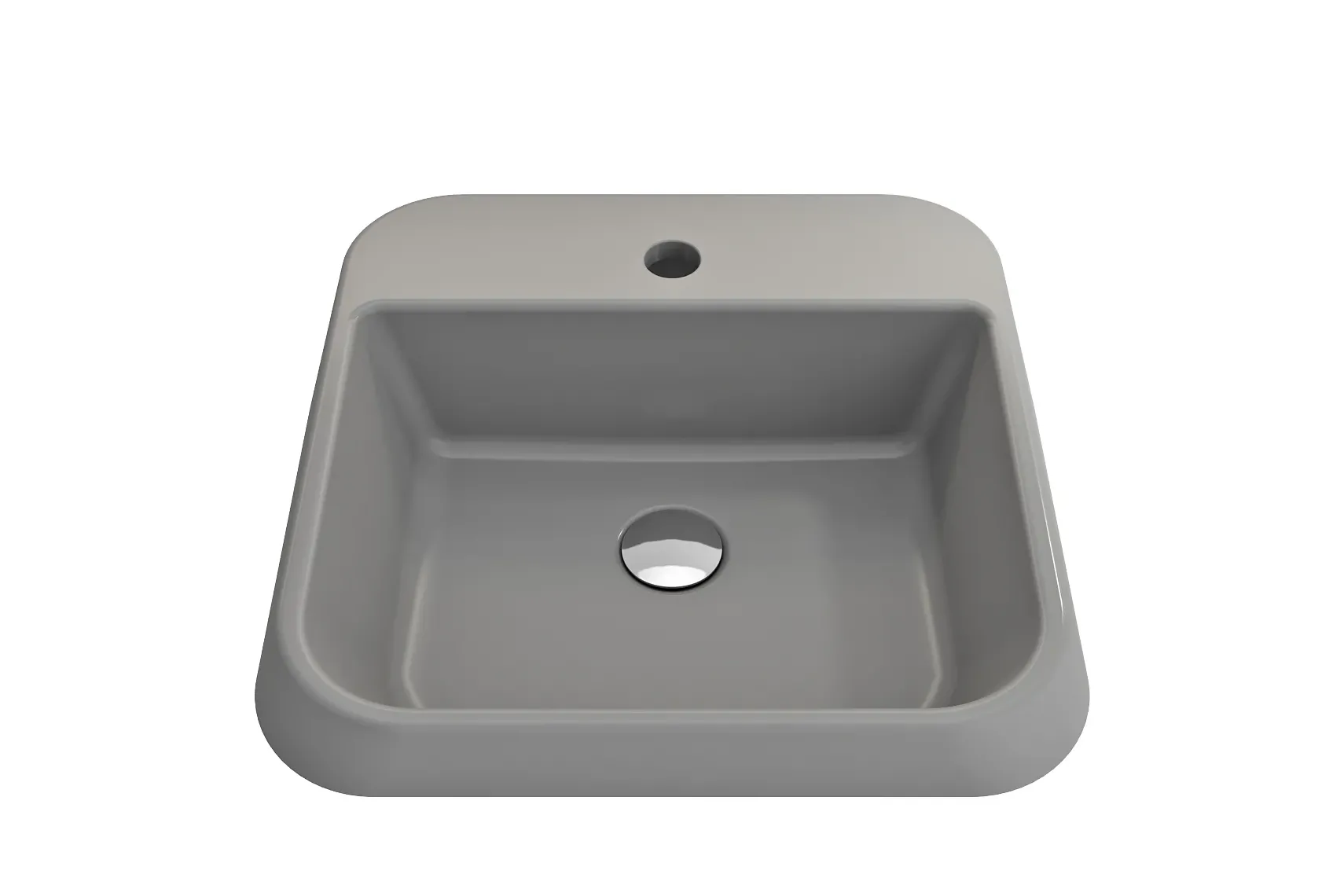 BOCCHI Firenze 20" Rectangle Vessel Fireclay Bathroom Sink, Matte Gray, Single Faucet Hole, 1074-006-0126