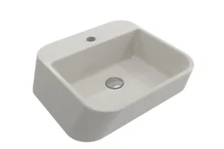 BOCCHI Firenze 20" Rectangle Vessel Fireclay Bathroom Sink, Biscuit, Single Faucet Hole, 1074-014-0126